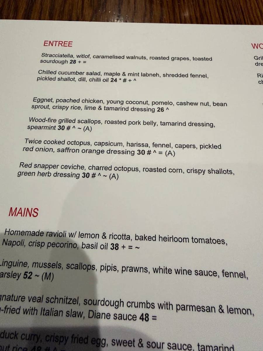 Menu, Lamaro's Hotel