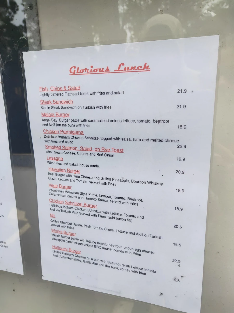 Menu, Mount Glorious Cafe