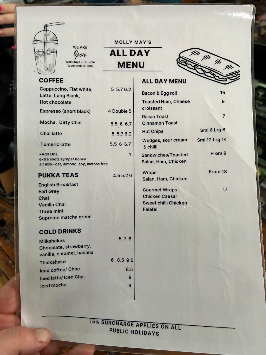 Menu, Molly May's