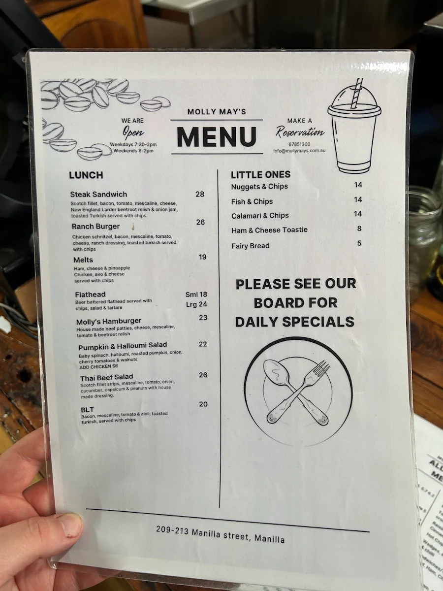 Menu, Molly May's