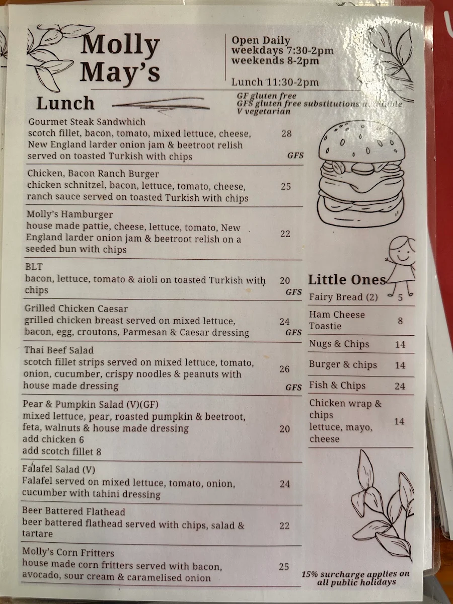 Menu, Molly May's