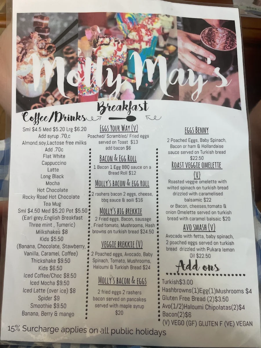 Menu, Molly May's
