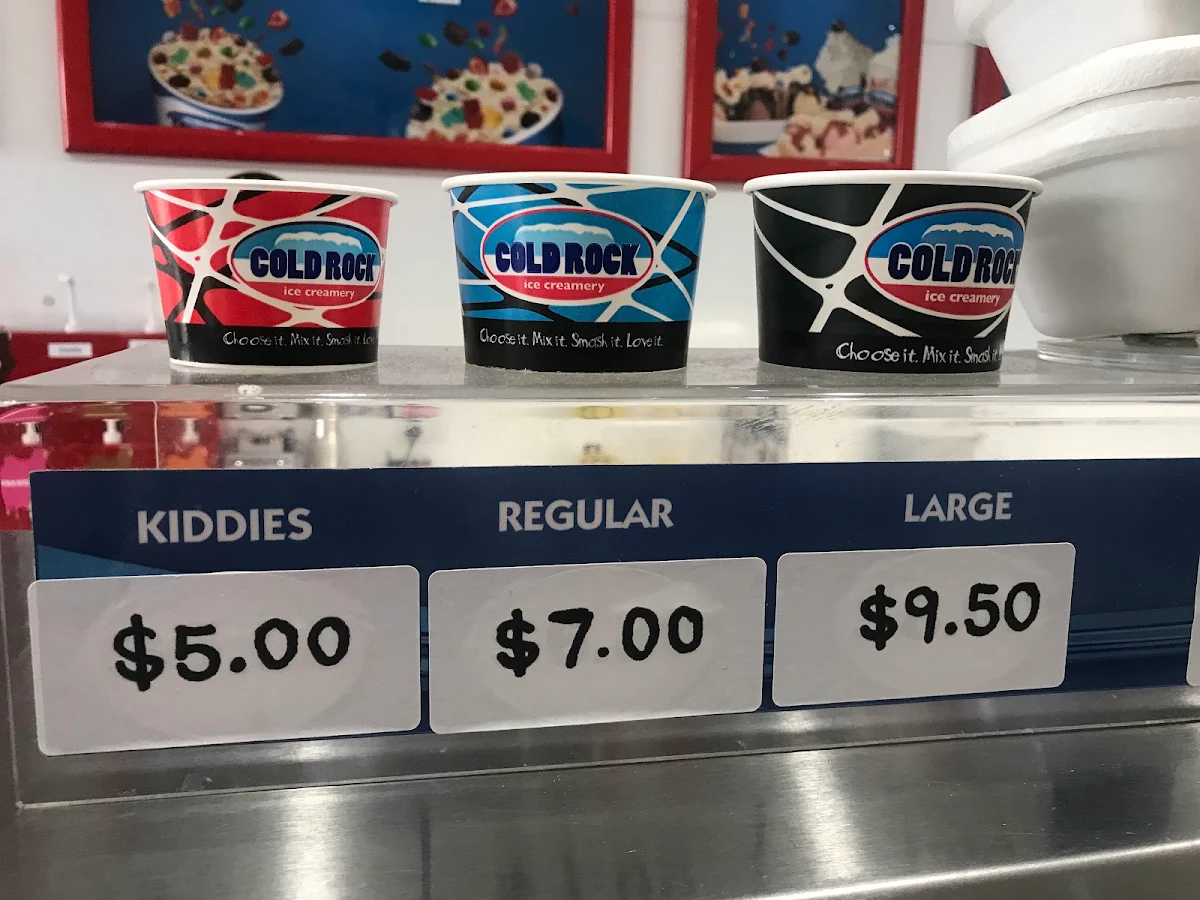 Menu, Cold Rock Ice Creamery Ballarat