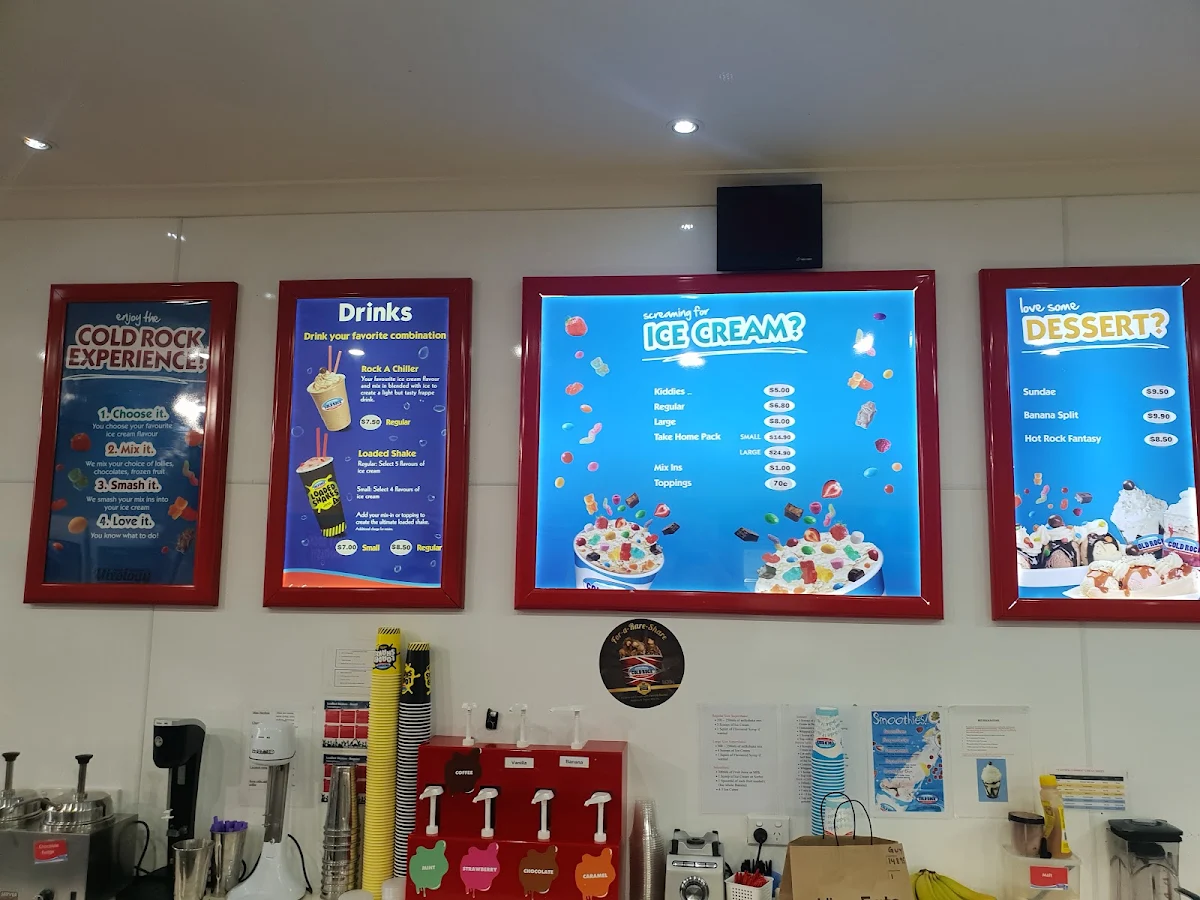 Menu, Cold Rock Ice Creamery Ballarat