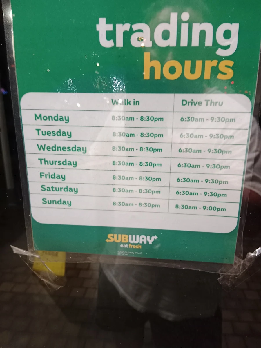Menu, Subway