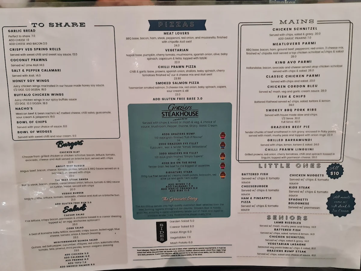 Menu, Villa Noosa Hotel