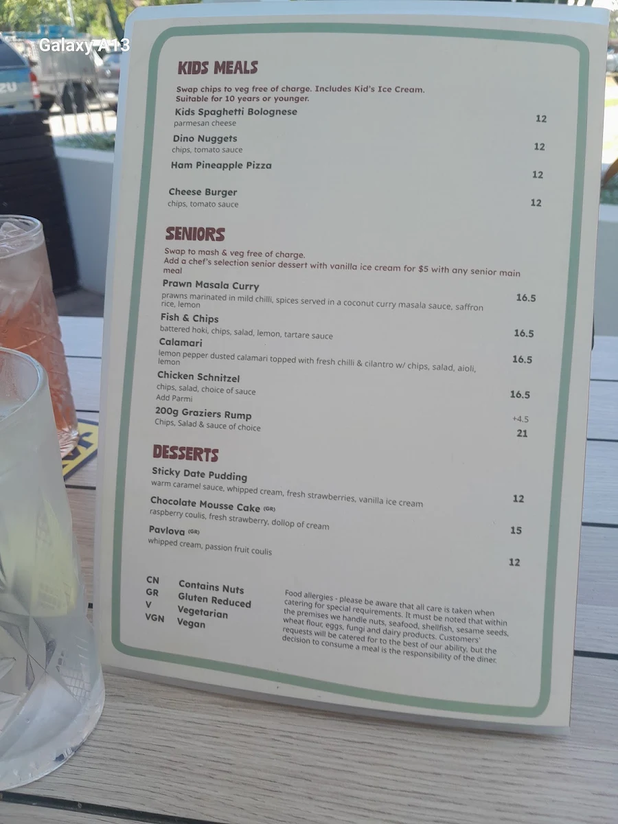 Menu, Villa Noosa Hotel
