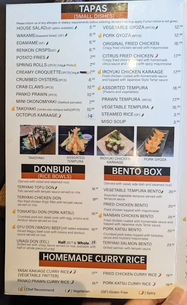 Menu, Iroyuki Ramen Bar