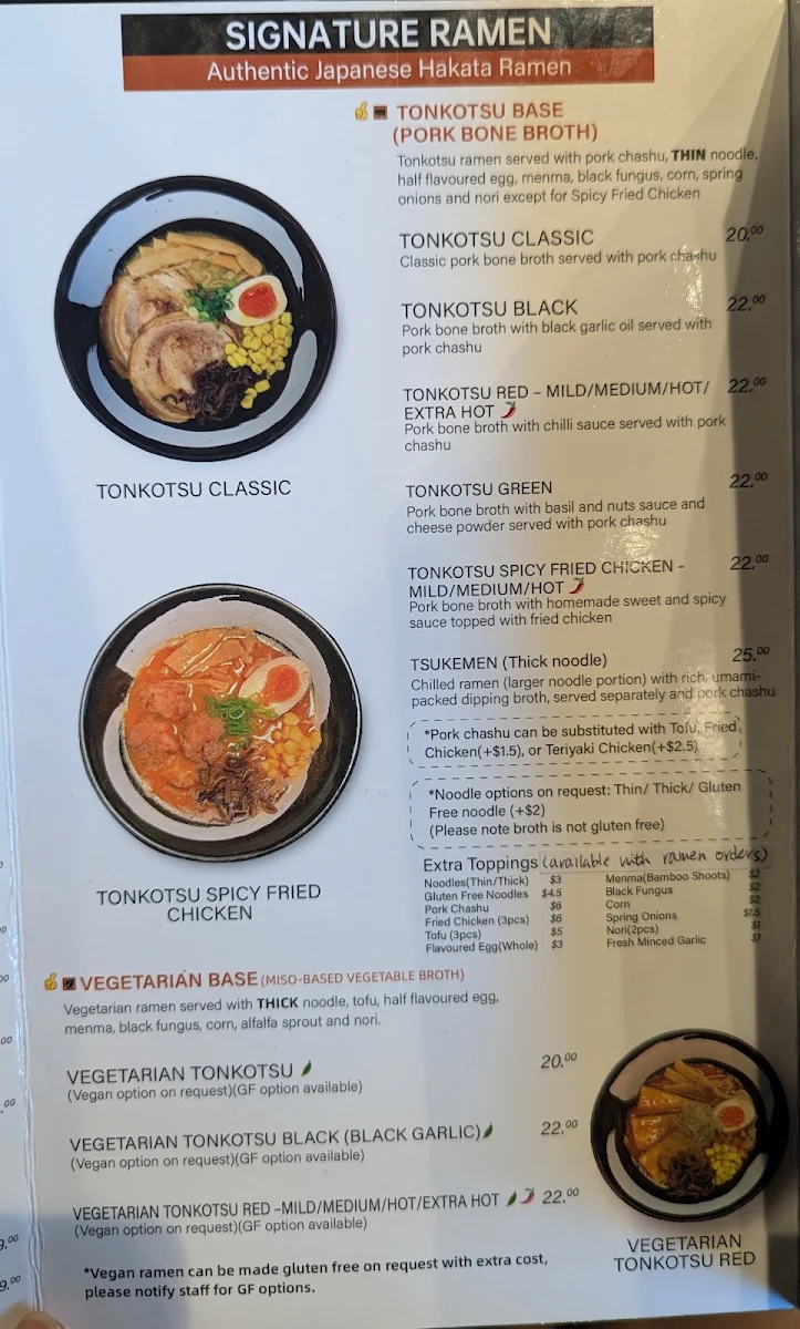 Menu, Iroyuki Ramen Bar