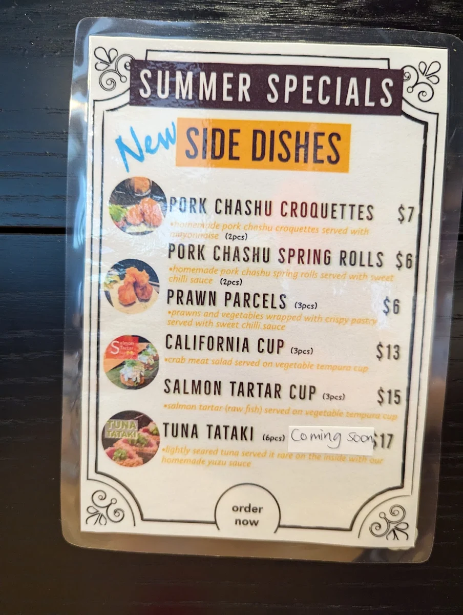 Menu, Iroyuki Ramen Bar