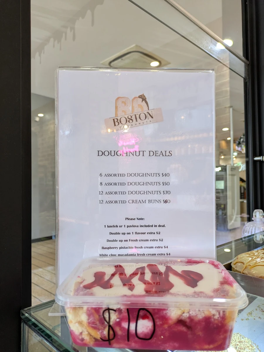 Menu, Boston Doughnuts