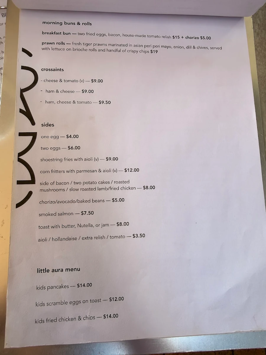 Menu, Sage Cafe