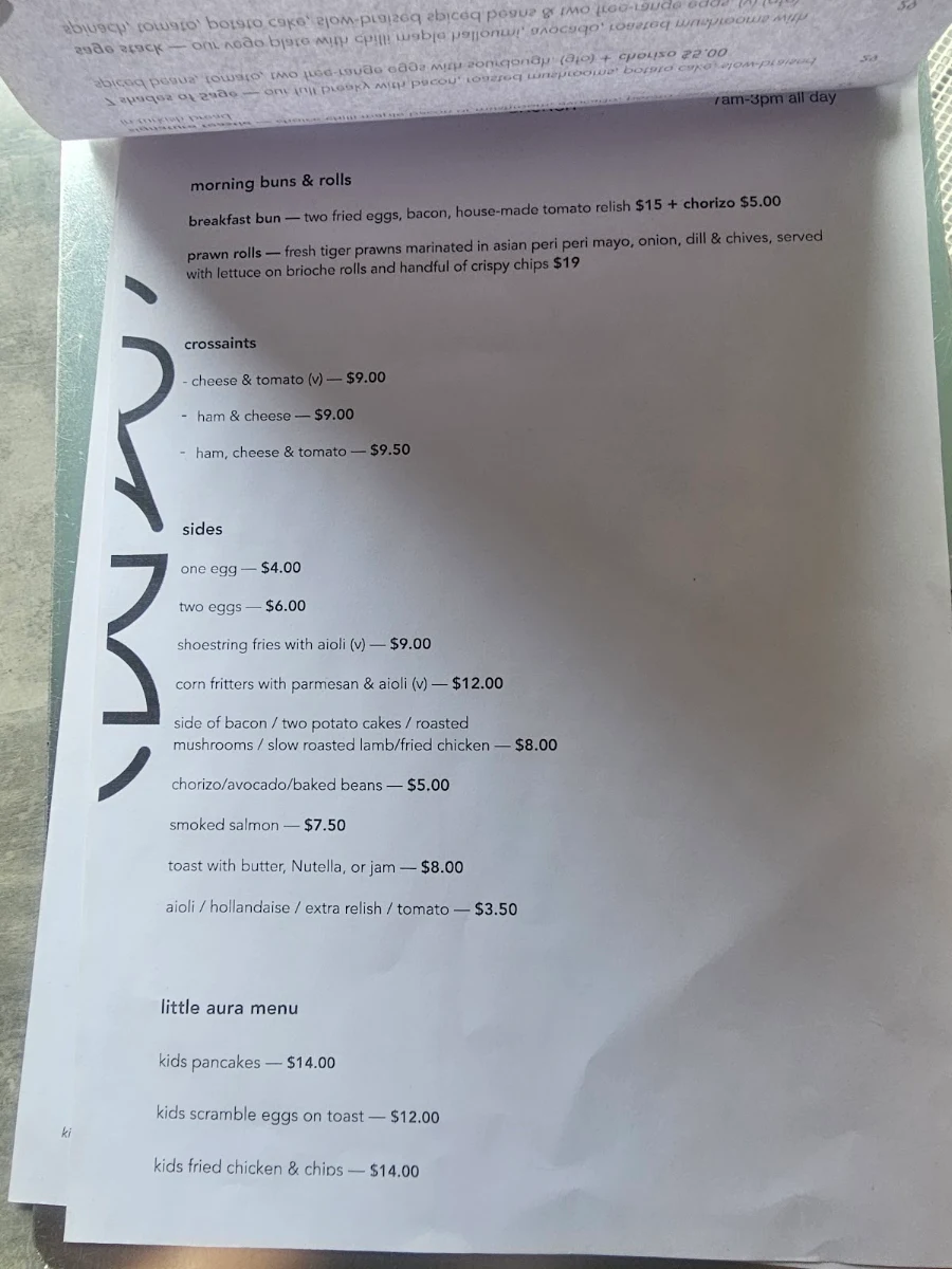 Menu, Sage Cafe