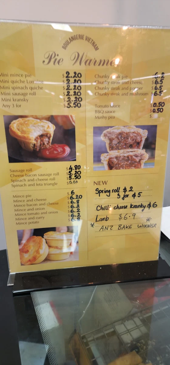 Menu, Boulangerie Vietnam Bakery