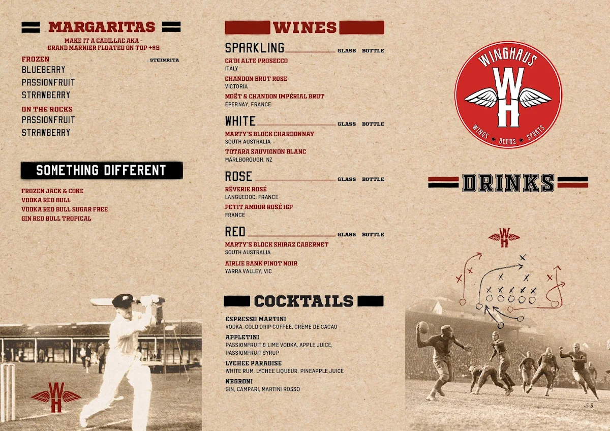 Menu, Winghaus Barangaroo