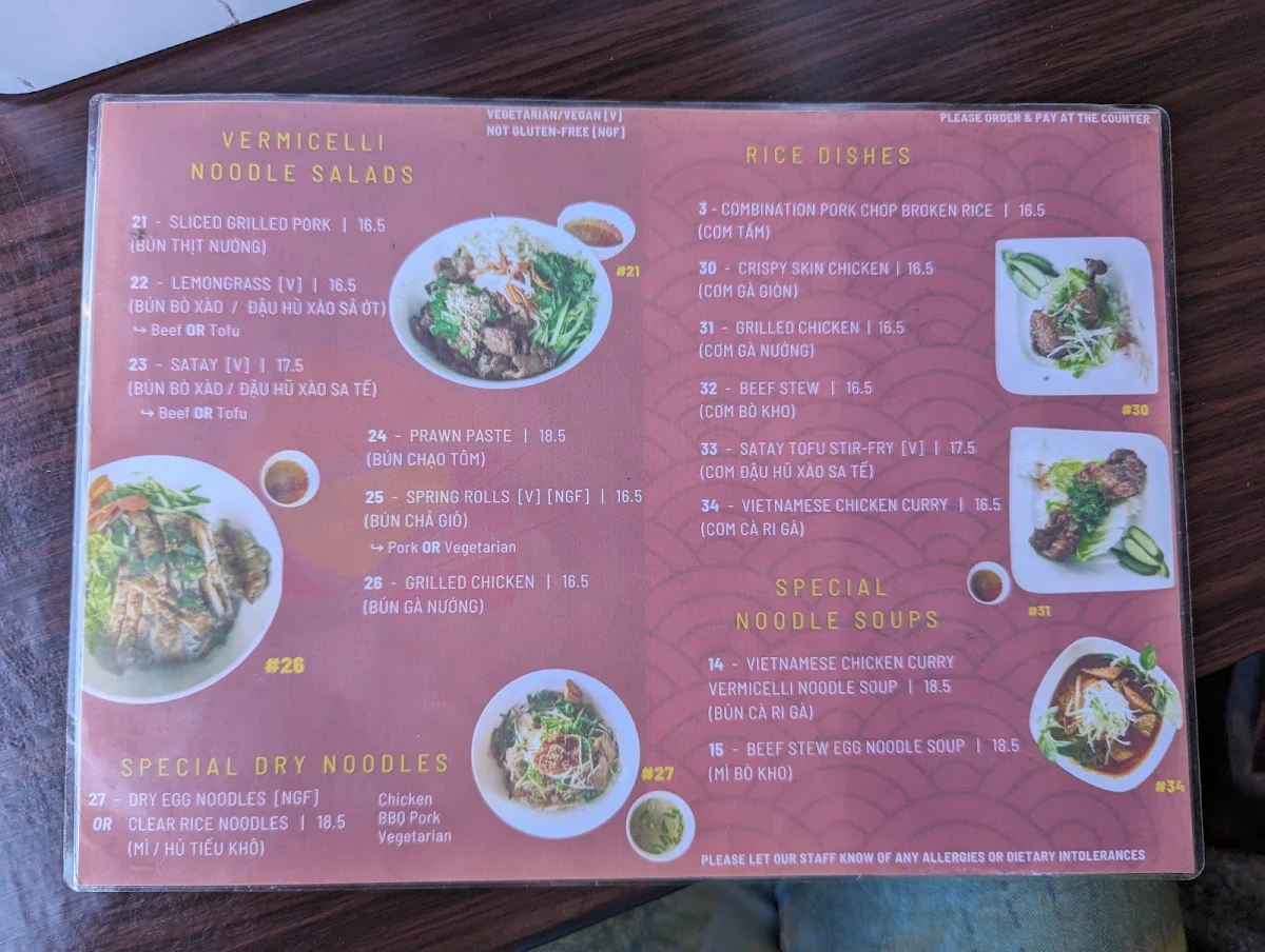 Menu, That Viet Place