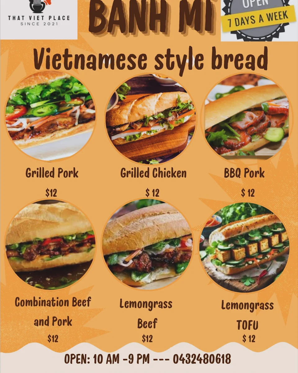 Menu, That Viet Place