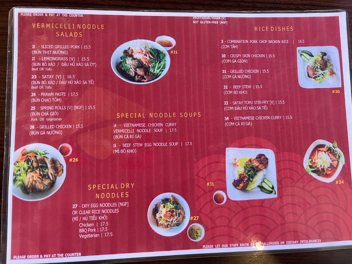 Menu, That Viet Place