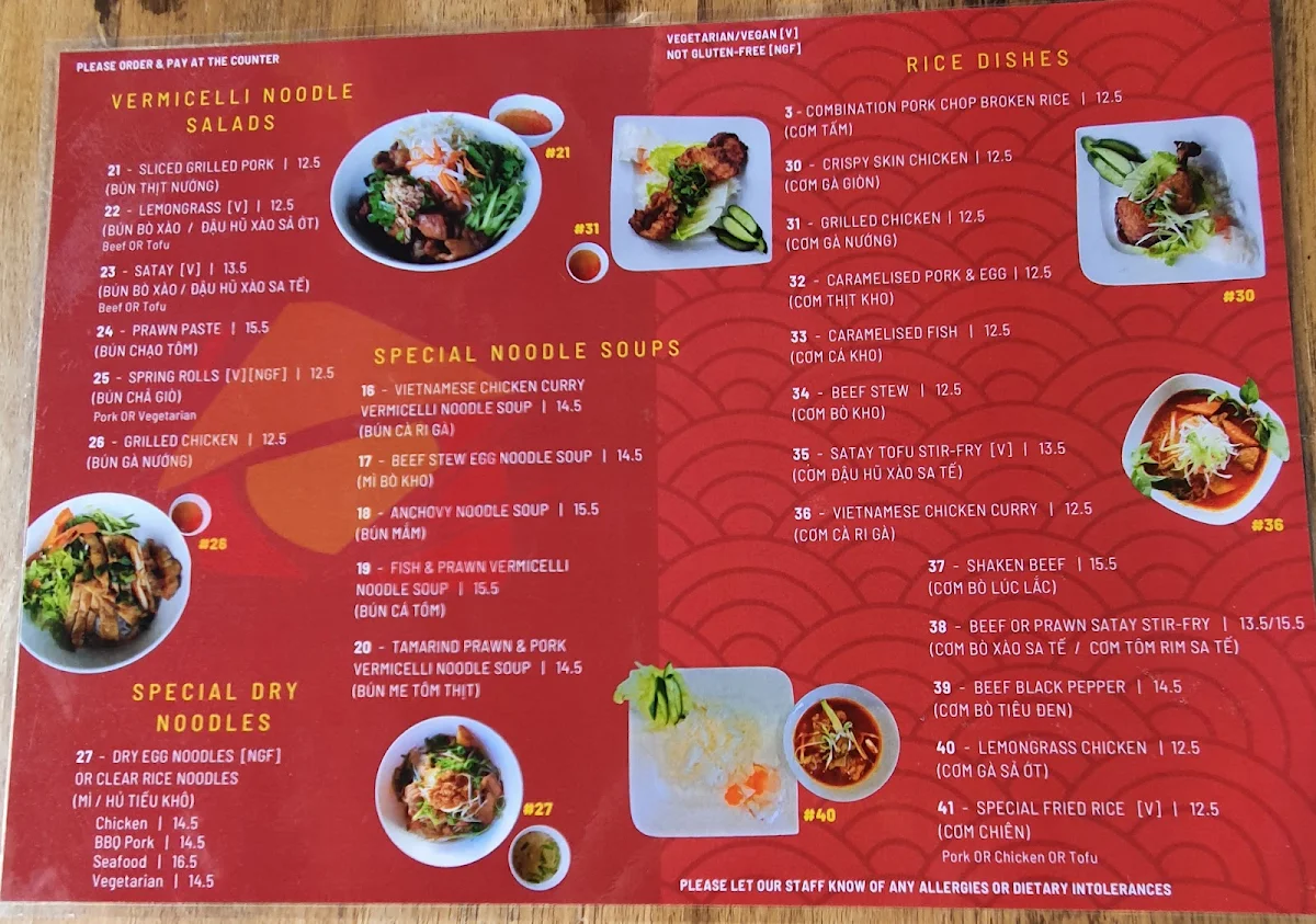Menu, That Viet Place