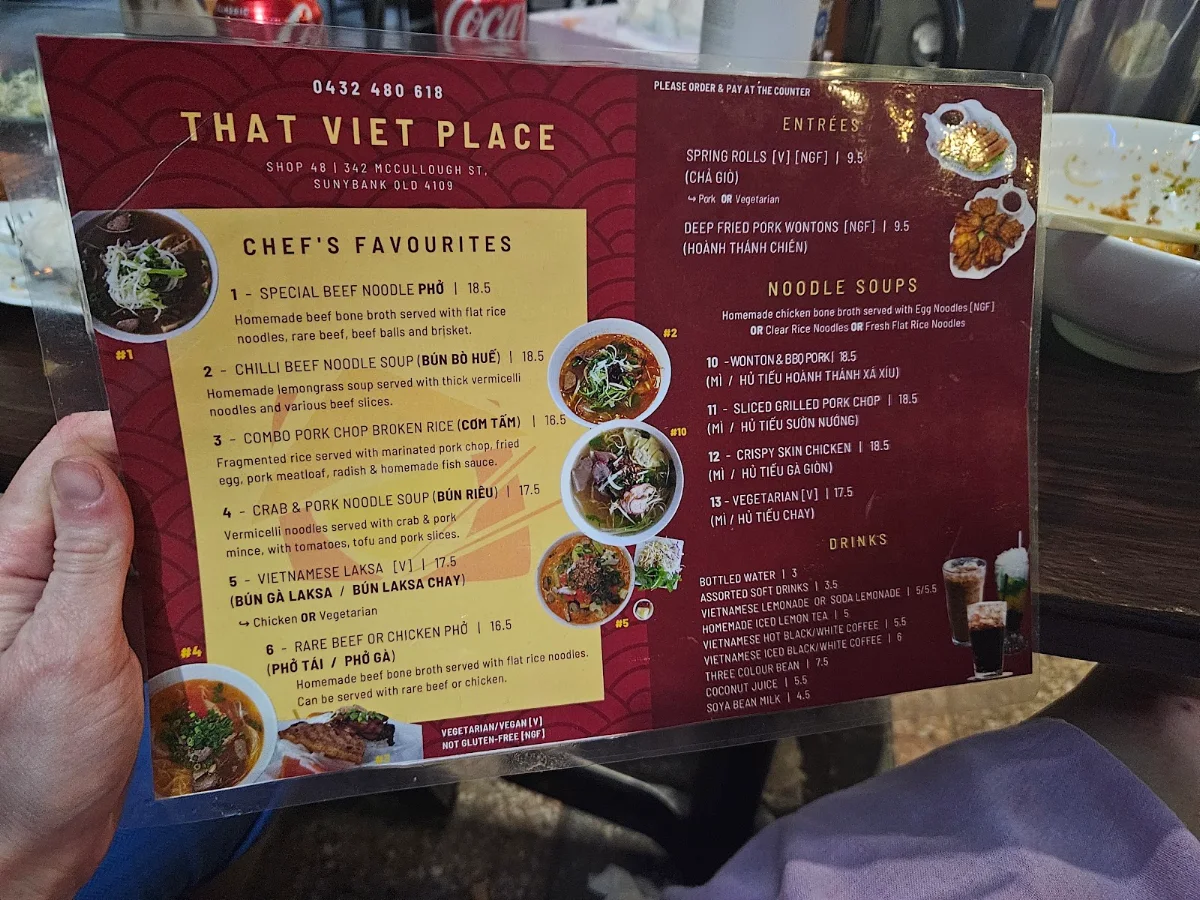Menu, That Viet Place