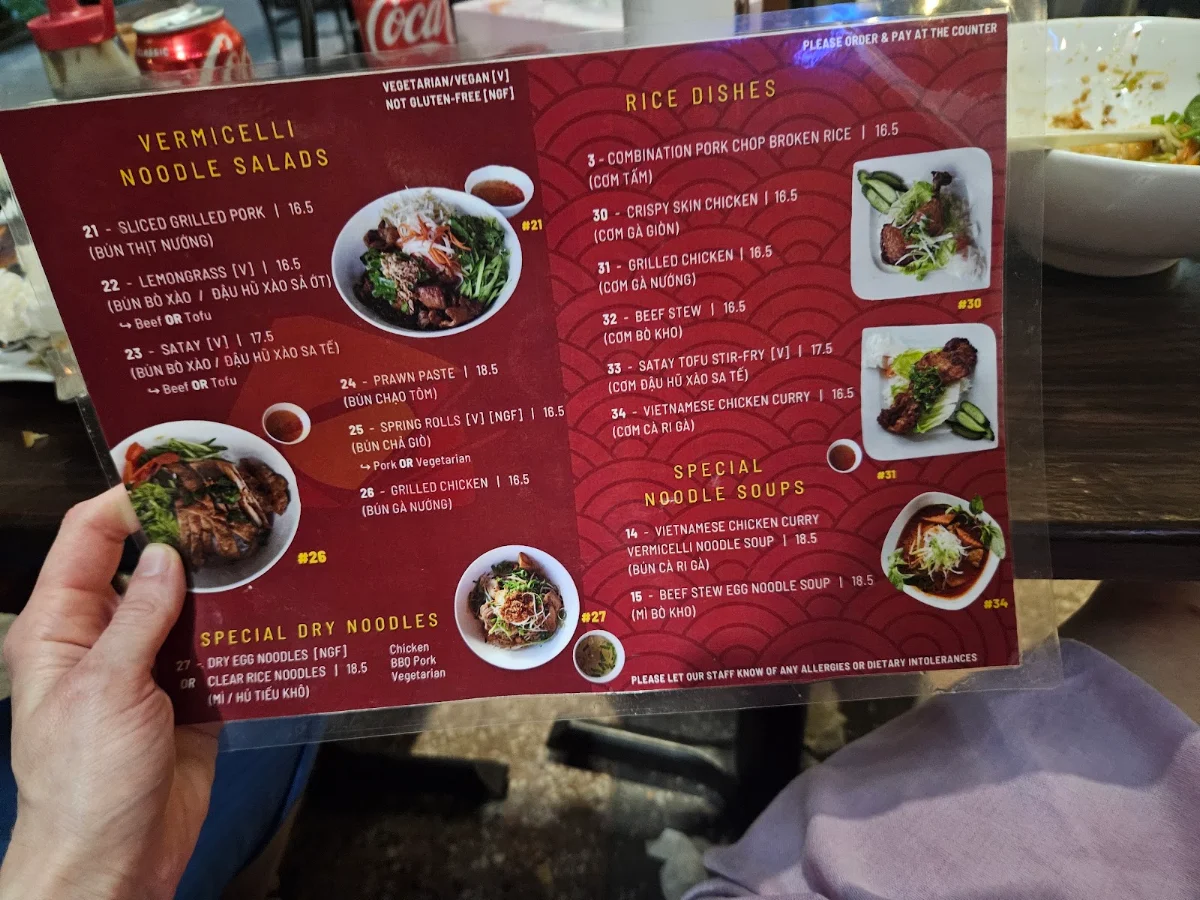 Menu, That Viet Place