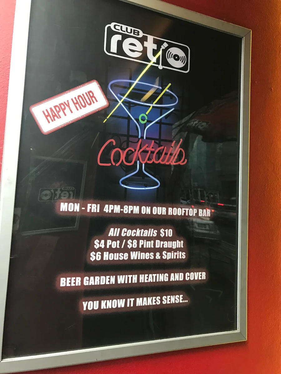 Menu, Club Retro