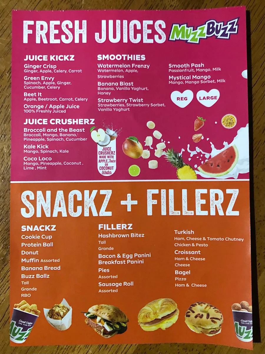 Menu, Muzz Buzz - Beechboro