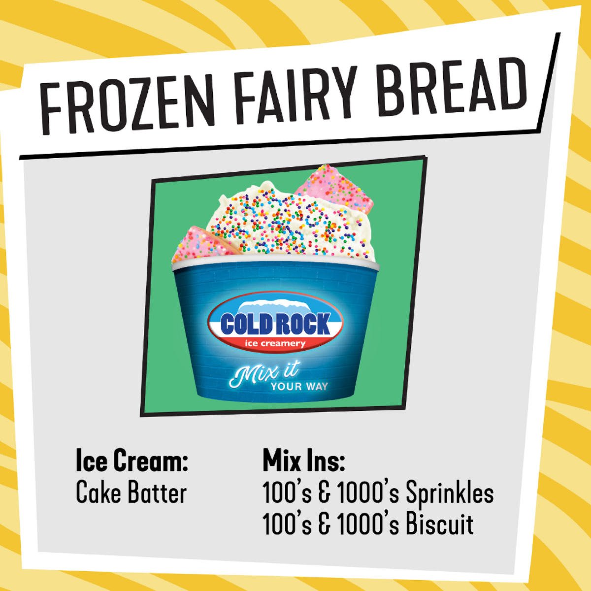 Menu, Cold Rock Ice Creamery Tamworth
