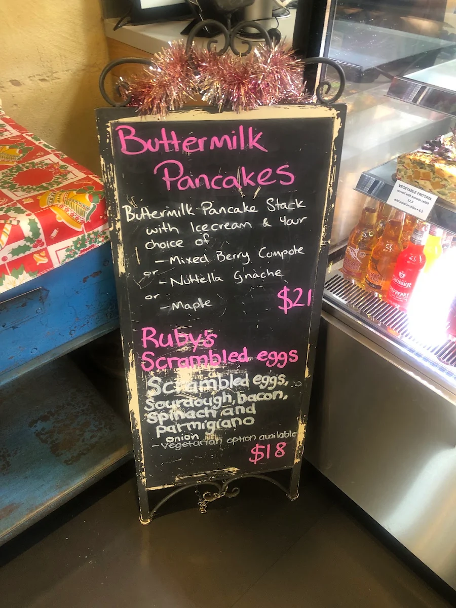Menu, Ruby Cafe