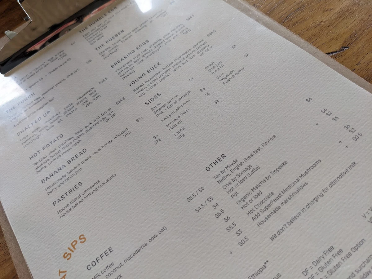 Menu, BK’s Brunswick Heads