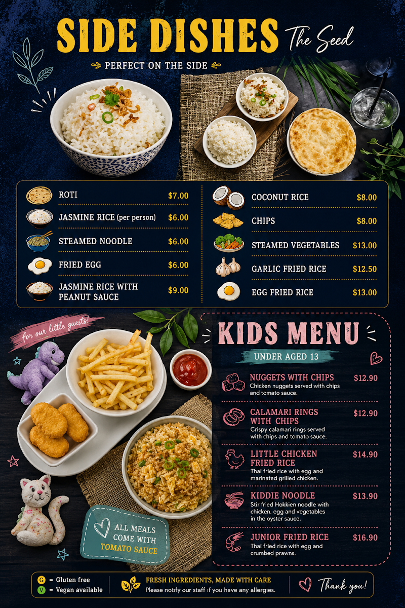 Menu, The Seed Thai