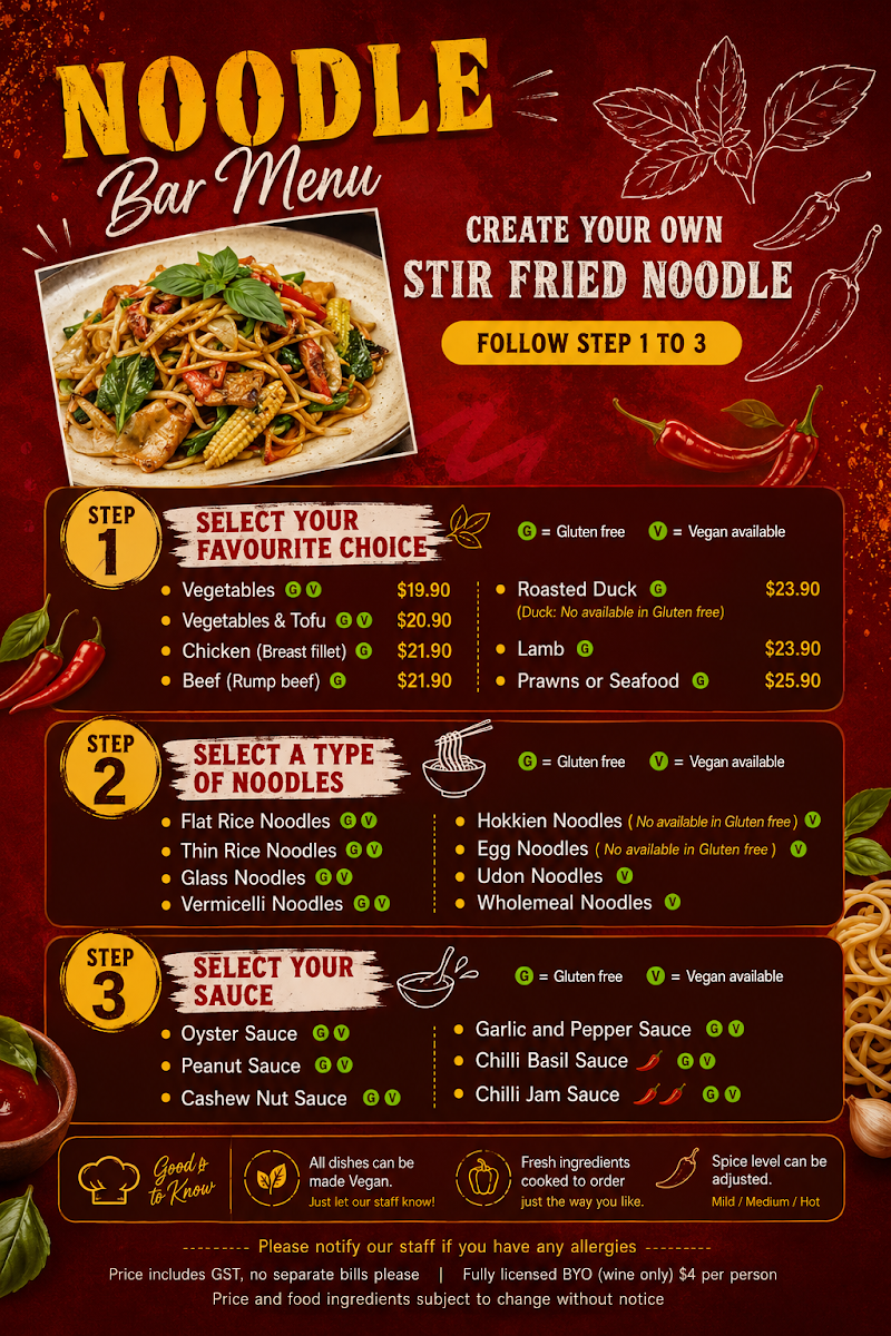 Menu, The Seed Thai
