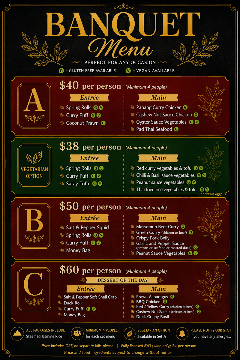 Menu, The Seed Thai