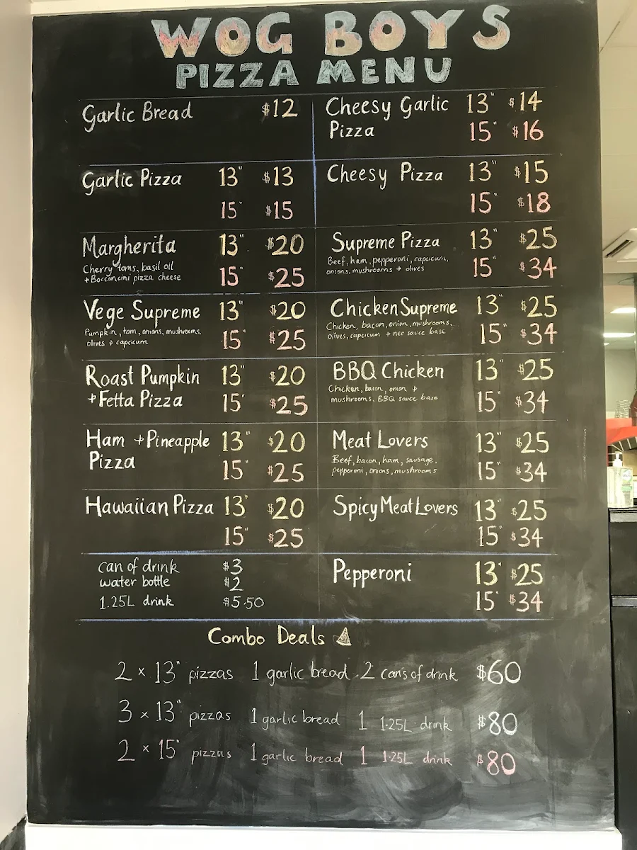 Menu, Wogboys Woodfire Oven