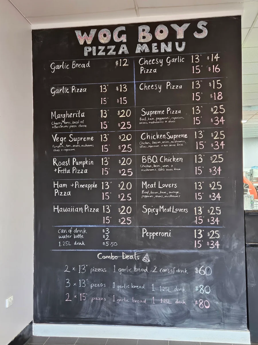 Menu, Wogboys Woodfire Oven