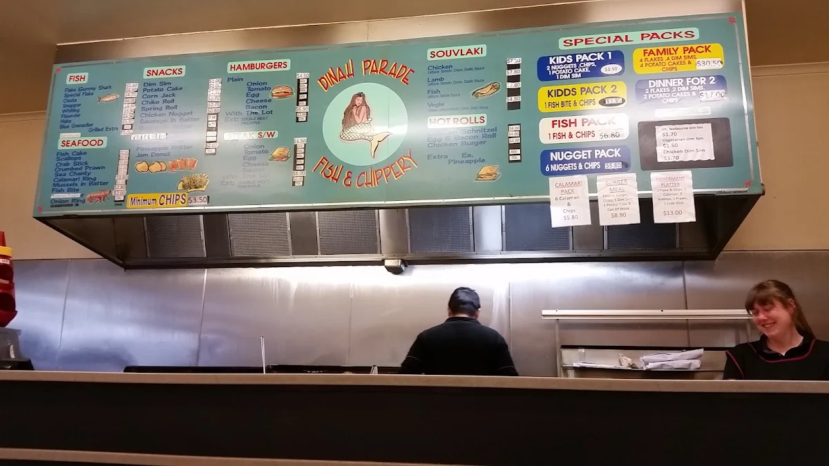 Menu, Dinah Parade Fish & Chippery