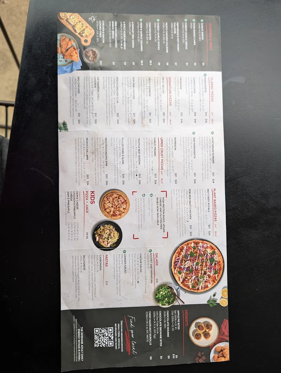 Menu, Crust Pizza Port Macquarie