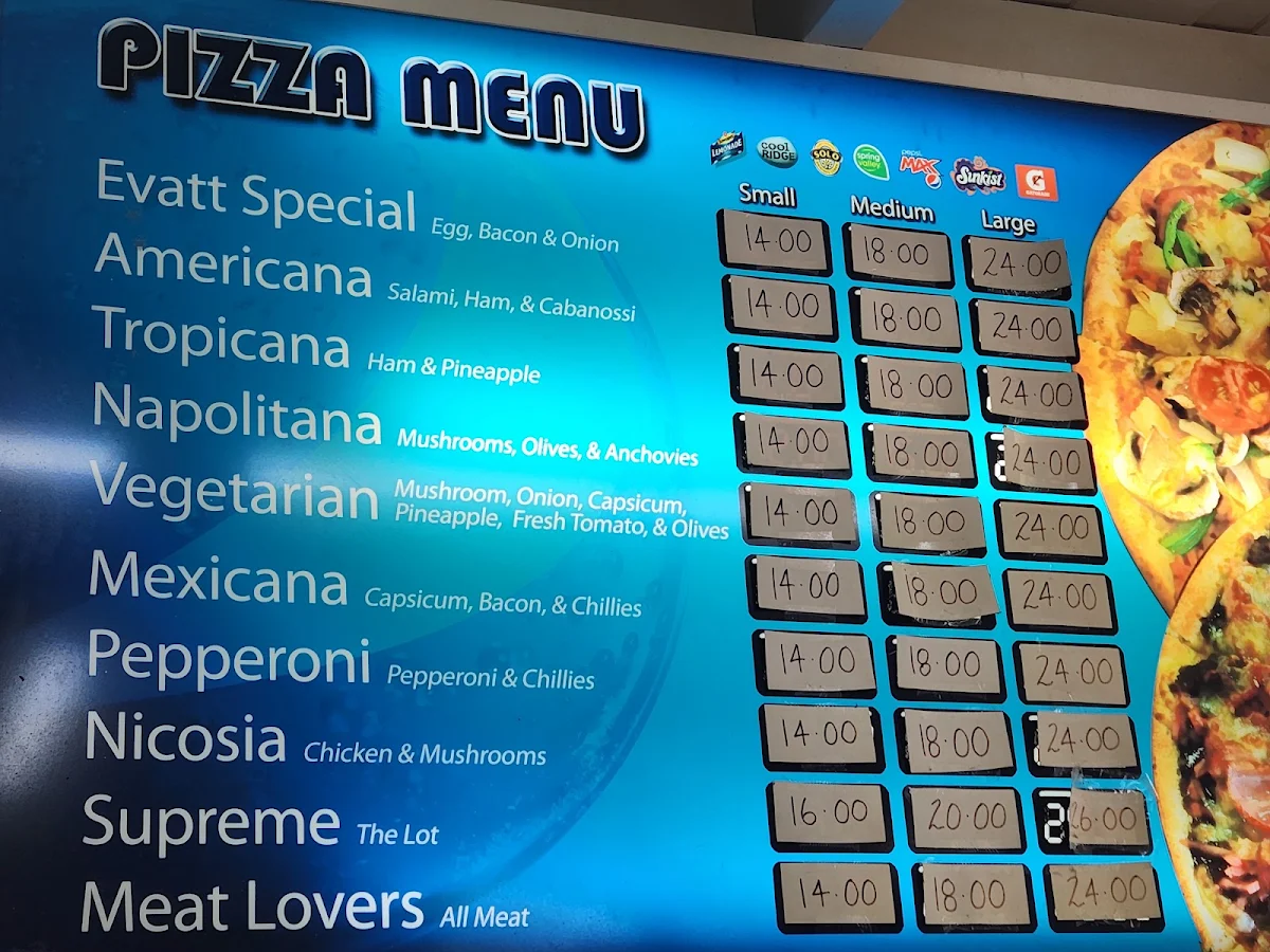 Menu, Evatt Takeaway & Pizza Bar