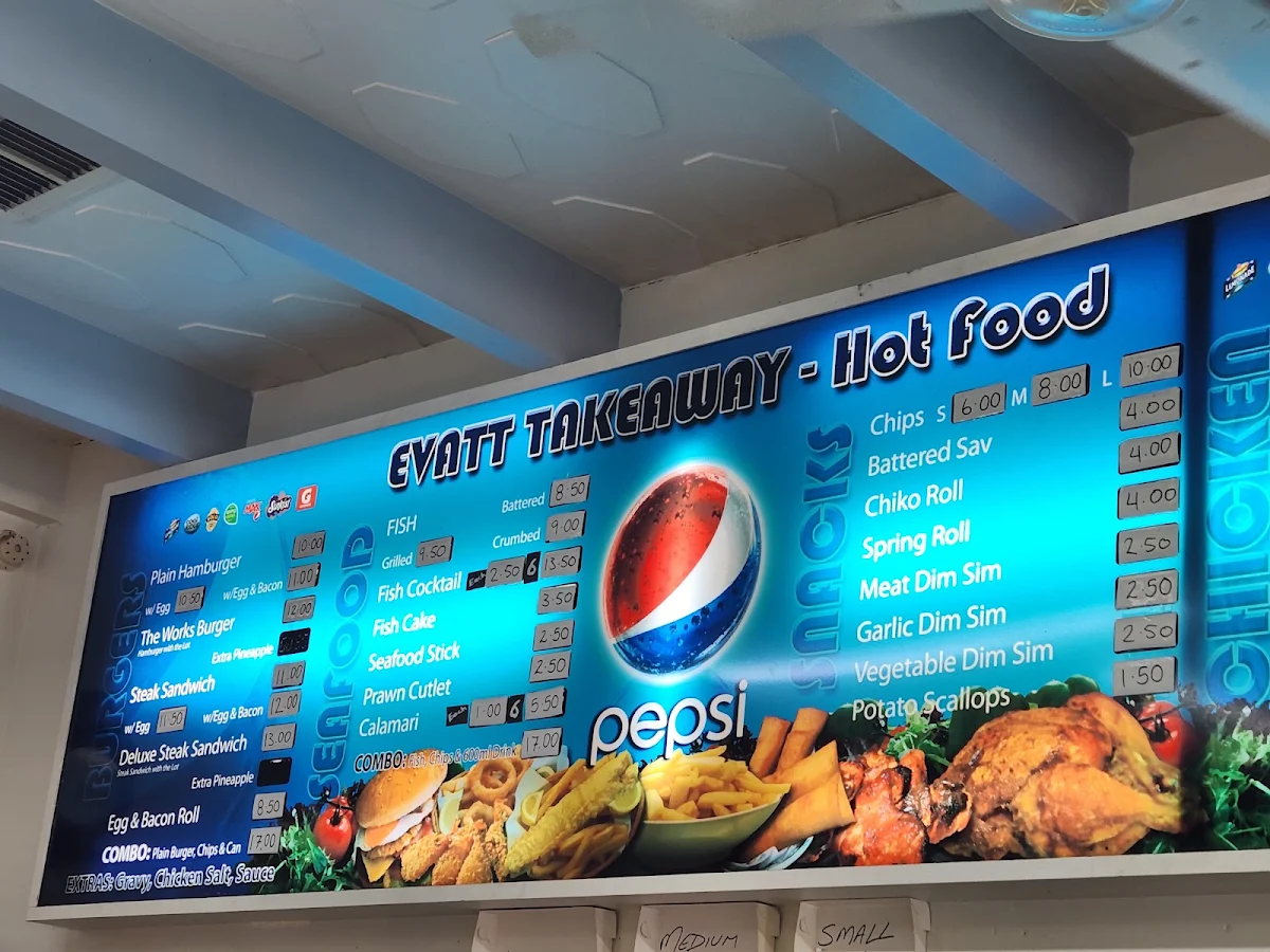 Menu, Evatt Takeaway & Pizza Bar
