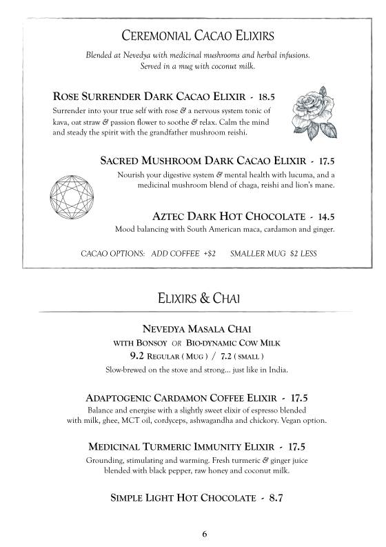 Menu, Nevedya - Masala Spice Kitchen & Tapas