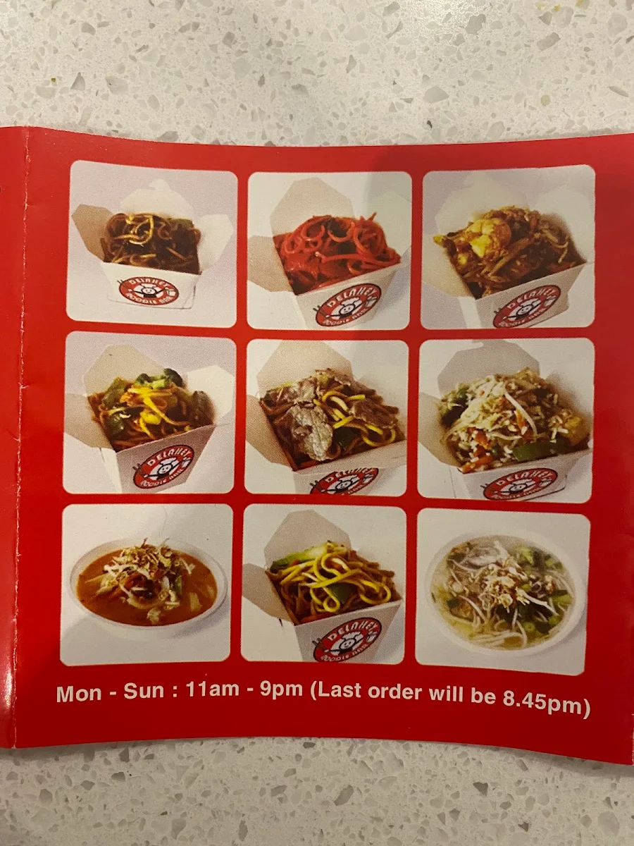 Menu, Delahey Noodle Bar