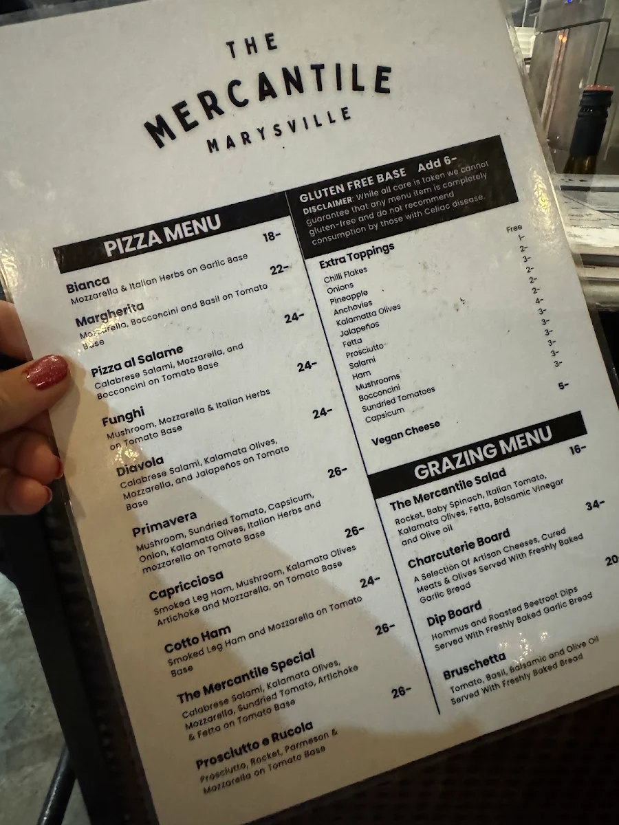 Menu, The Mercantile Marysville