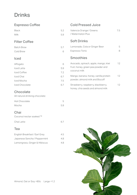 Menu, Industry Beans Newstead