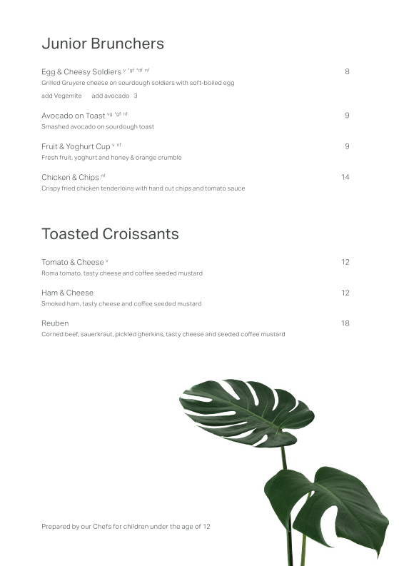 Menu, Industry Beans Newstead