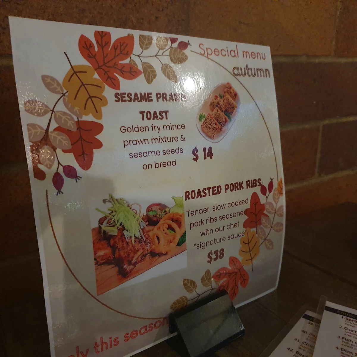 Menu, Thai Malila Oxley