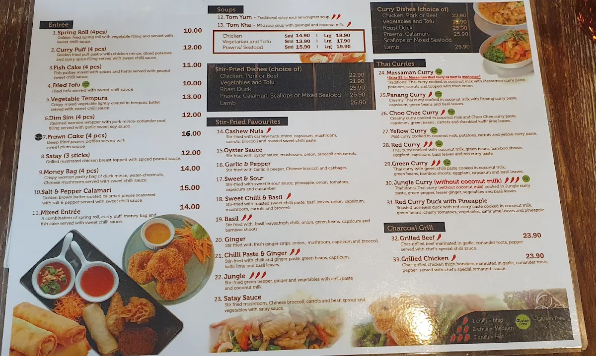 Menu, Thai Malila Oxley