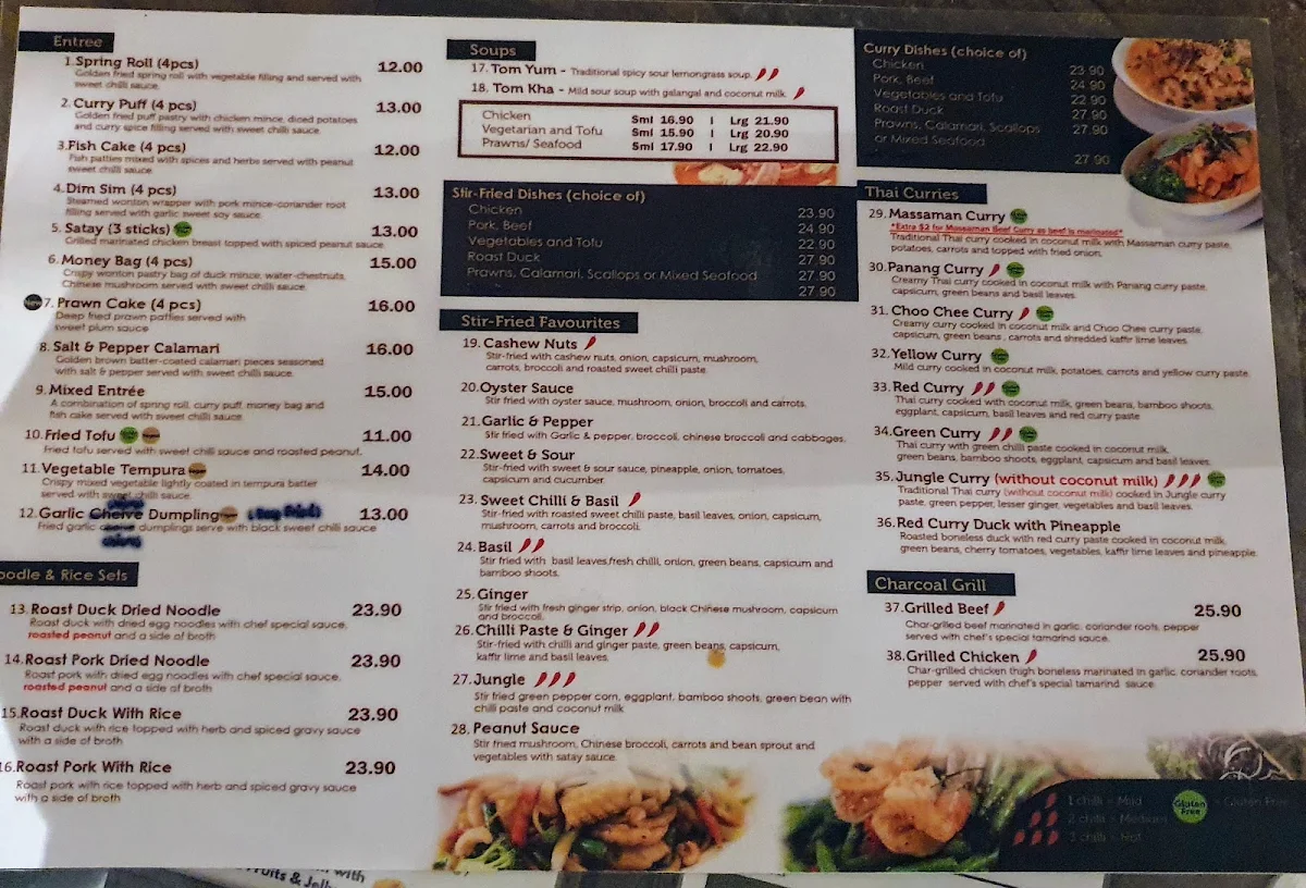 Menu, Thai Malila Oxley