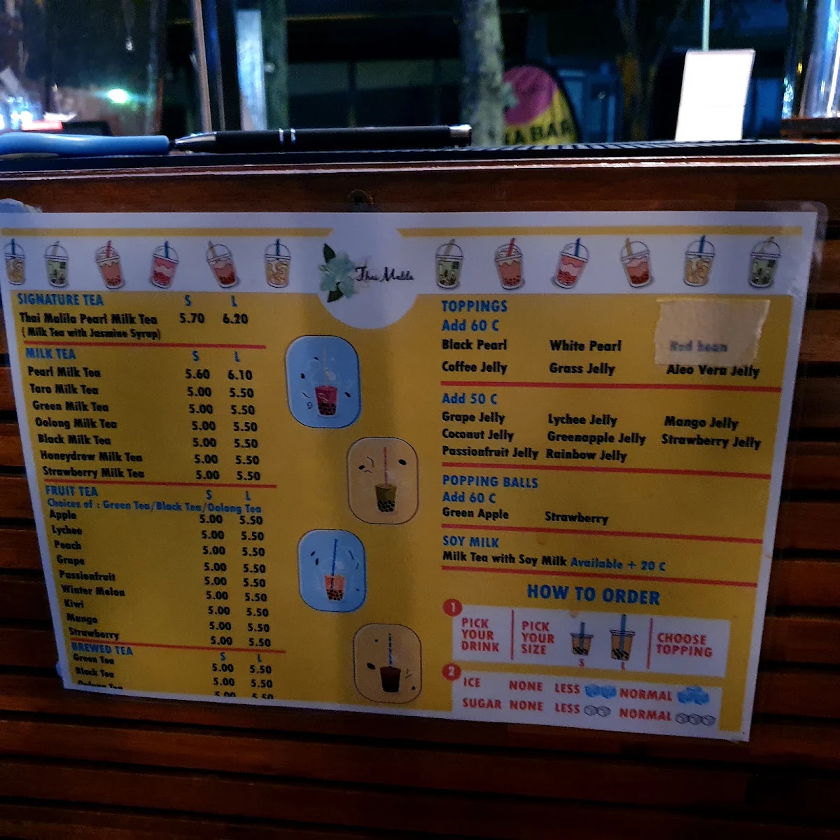 Menu, Thai Malila Oxley