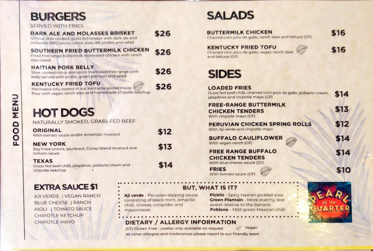 Menu, The Bottom End