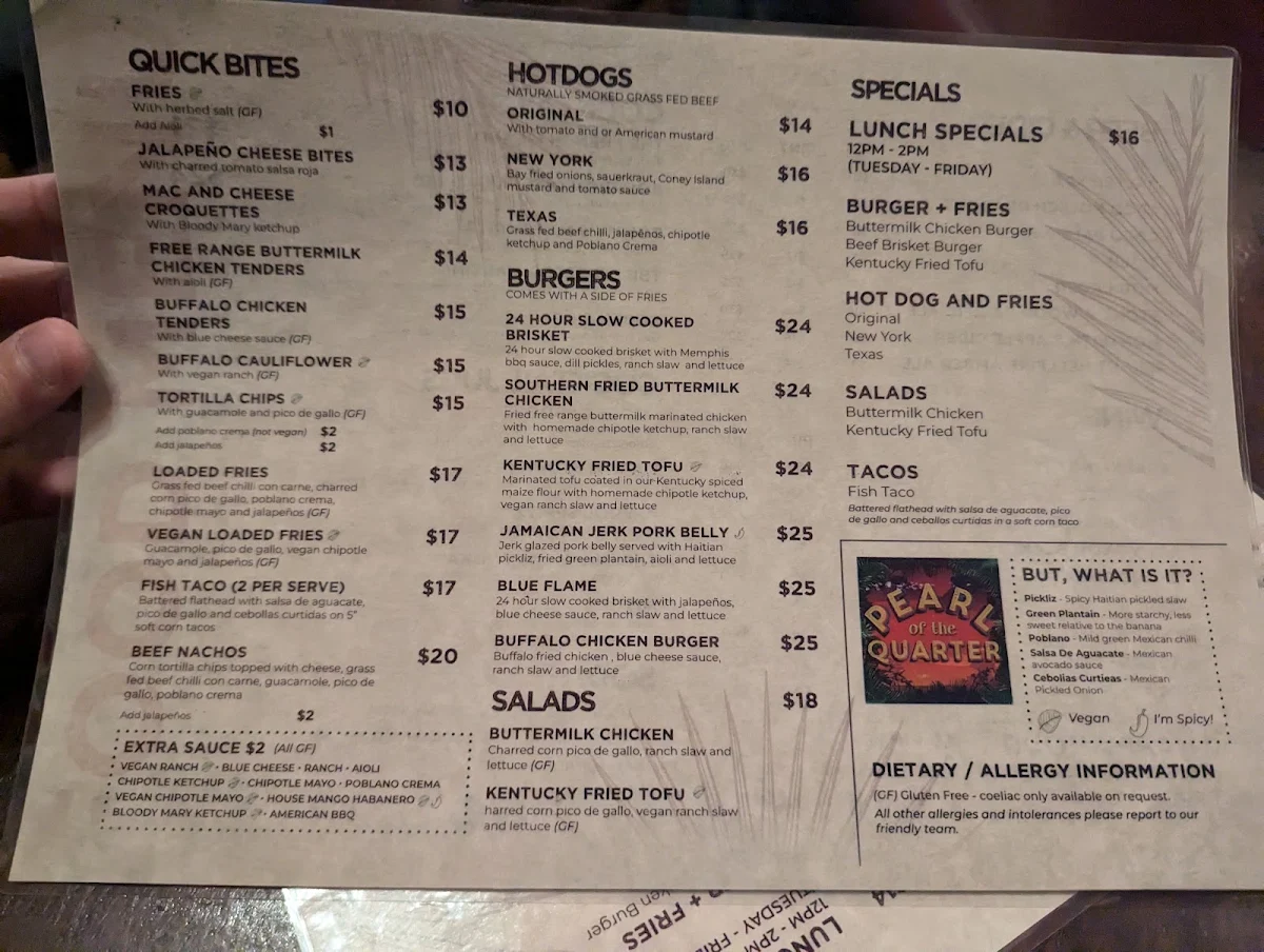 Menu, The Bottom End